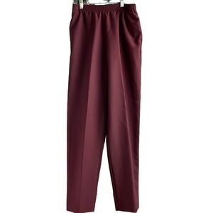 Alia Ladies Elastic Waist Dress Pants, Size 8, Burgundy, Vintage